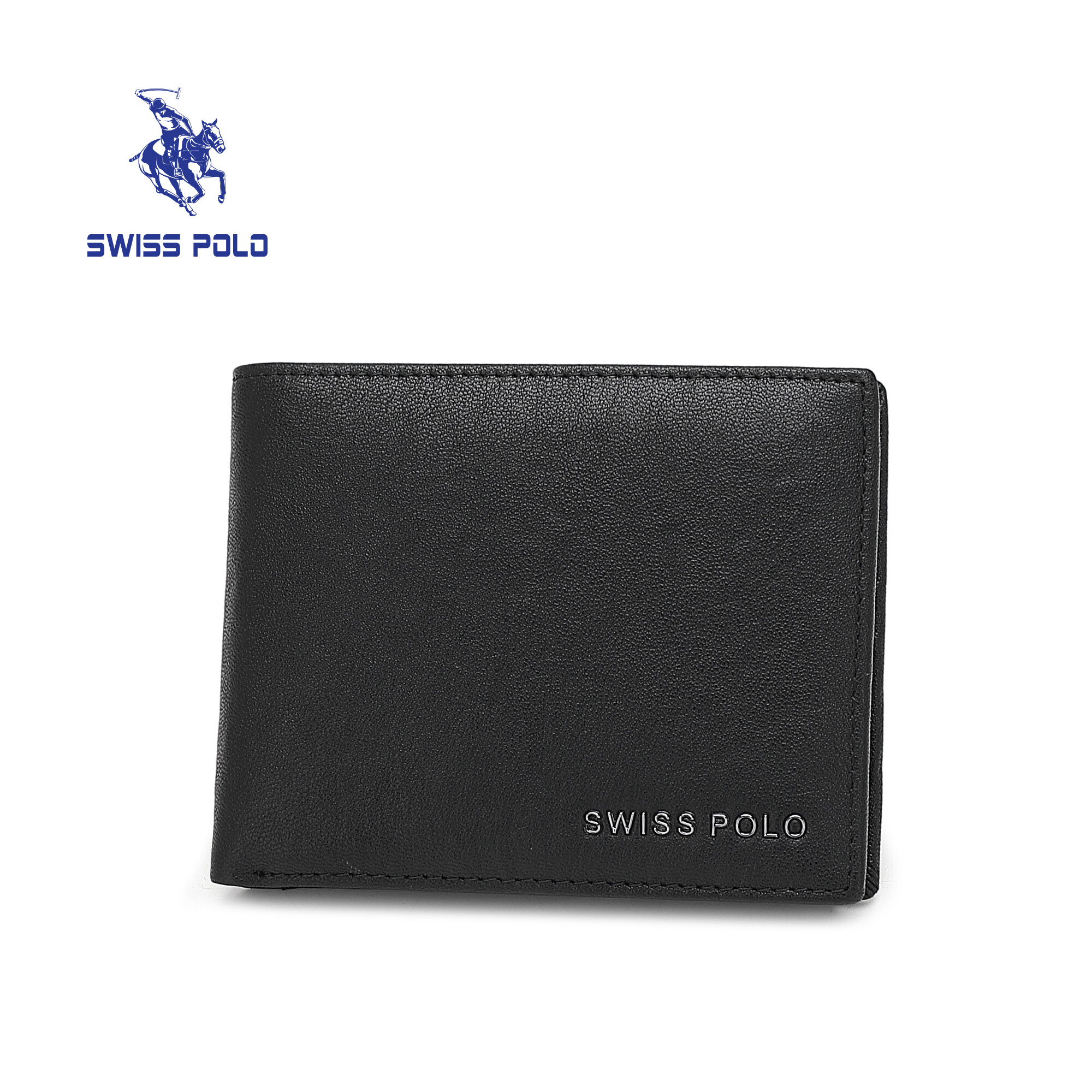 SWISS POLO Genuine Leather RFID Short Wallet SW 195-2 BLACK