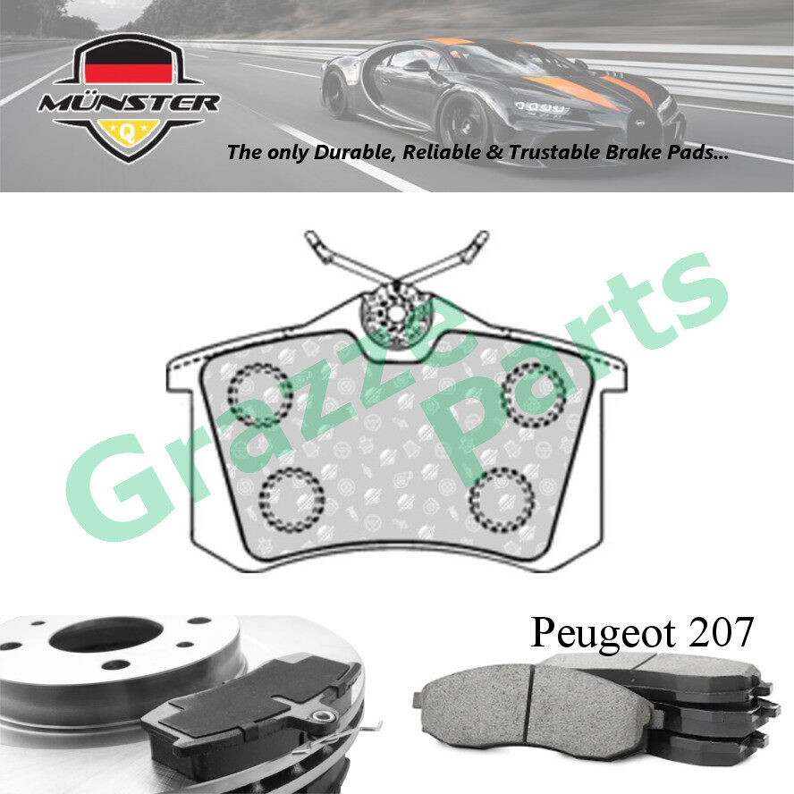 Münster Disc Brake Pad Rear for Peugeot 207 1.6 08'-13' NA6 (TU5JP4) 207 CC 1.6 16V 07'-11' 5FS (EP6