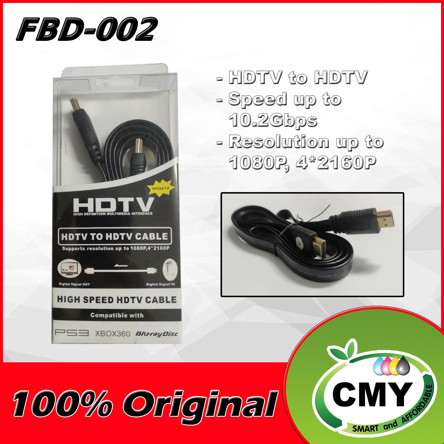 FBD-002 HTMI CABLE HIGH SPEED HTMI MALE TO HTMI MALE for HDTV LCD Projector Laptop PS3 XBOX360