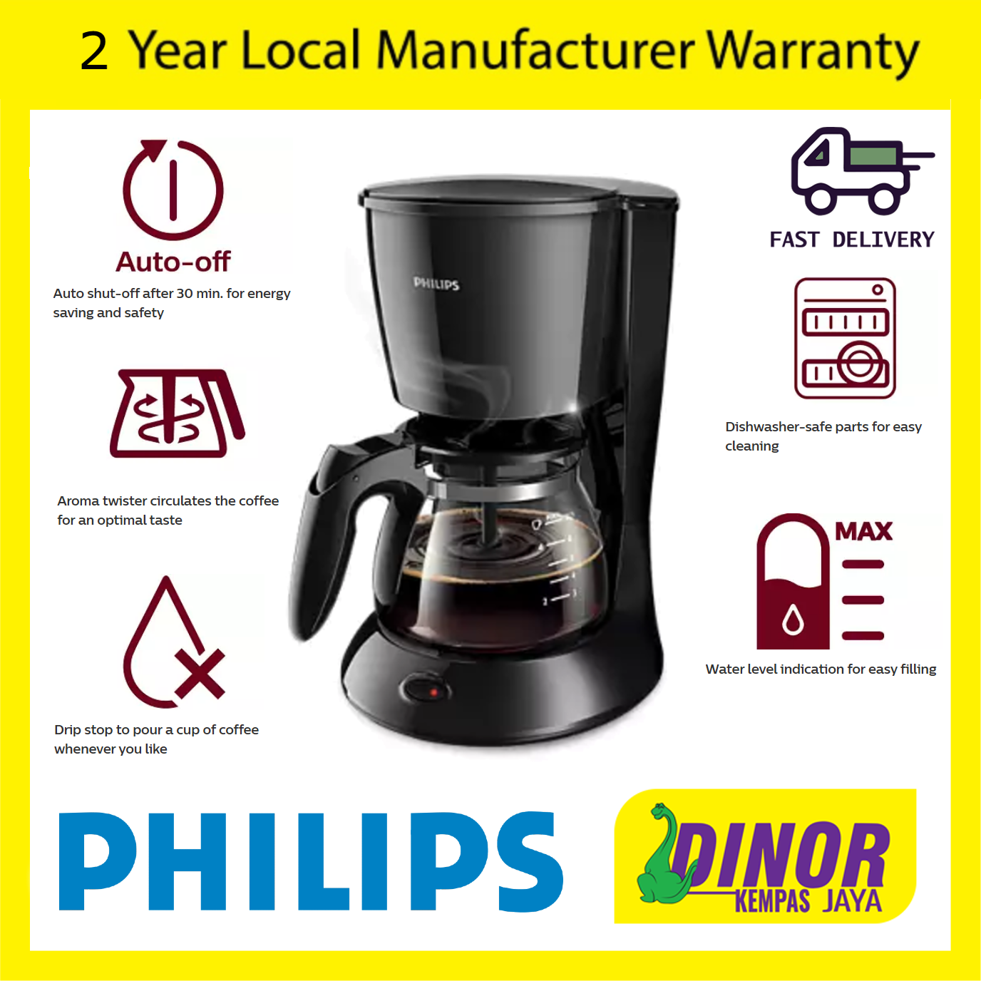 Philips Daily Collection Coffee Maker HD7432/20 0.6L HD7432 Black New