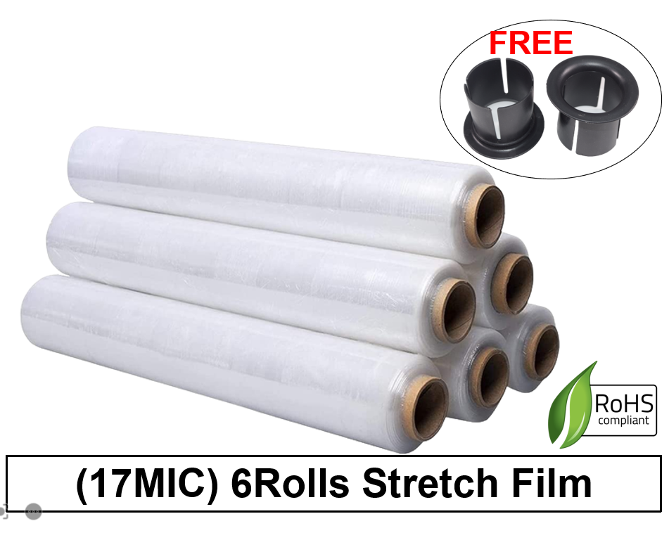 Stretch Film【CFL】(Clear / Black) 500MM (Width) x 17 / 23MIC (Thickness) x 1.4KG (1 Carton) 6 Rolls / Ctn Plastics / Pallet Wrapping Film 缠绕膜 / 拉伸膜