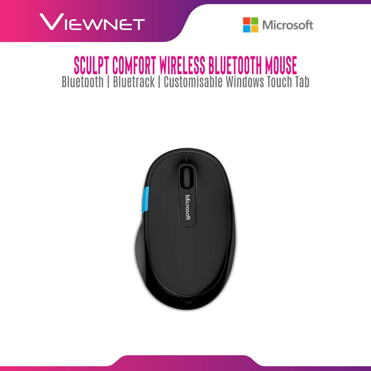 Microsoft Sculpt Comfort Mouse with BlueTrack Technology, Bluetooth Connection, Customisable Windows Touch Tab, Four-Way Scrolling, Plug and Play