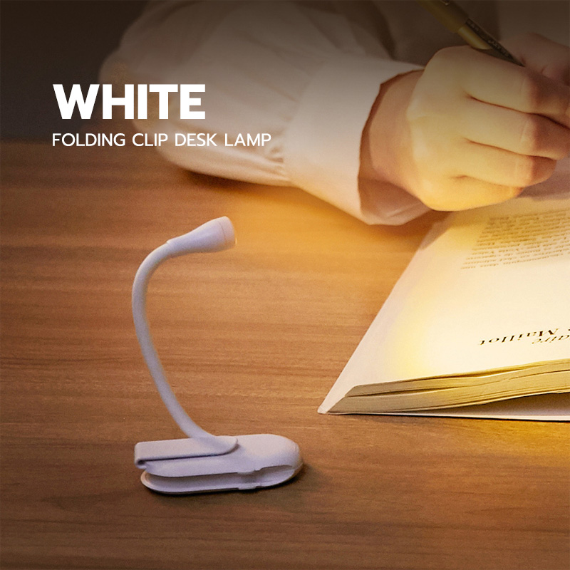 UORRIS Mini LED Book Night Light Adjustable Clip 360° Flip Study Eye Protection Lamp Rechargeable 3 Color For Travel Bedroom Reading