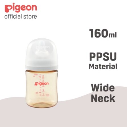 PIGEON SofTouch Wide-Neck PPSU Nursing Bottle, SofTouch Peristaltic PLUS Nipple (160ml-SS / 240ml-M)