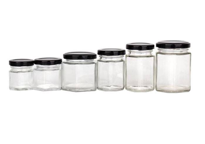 Hexagon Glass Jar Mini Bottle Air Tight Storage Container For Sweet Spices Door Gift Honey (Black Cap) | Botol Kaca | 玻璃小罐子 (黑盖子)