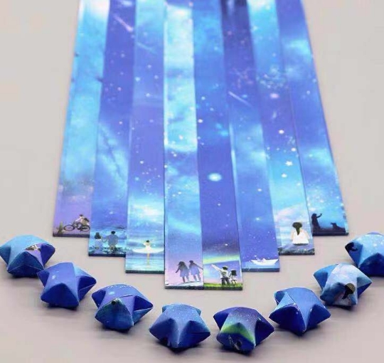 Colorful Origami Lucky Star Paper Strips Folding Paper Ribbons Craft 136 Pieces 8 Pieces Each Set 星星折纸