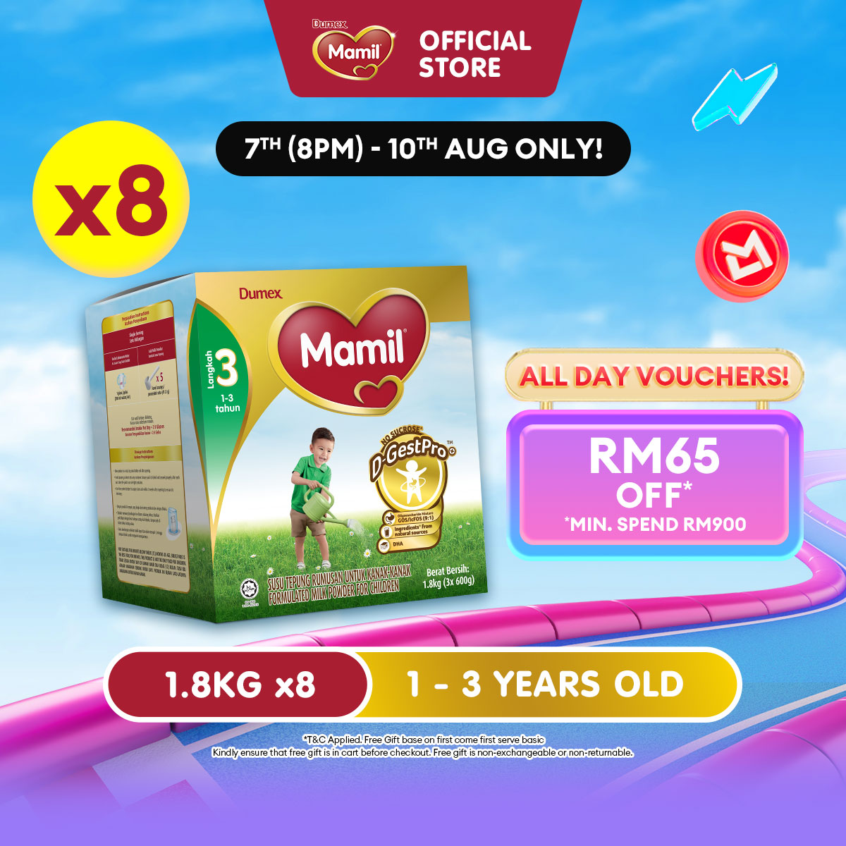 Mamil Step 3 Growing Up Milk Formula 1 - 3 years 1.8kg x 8