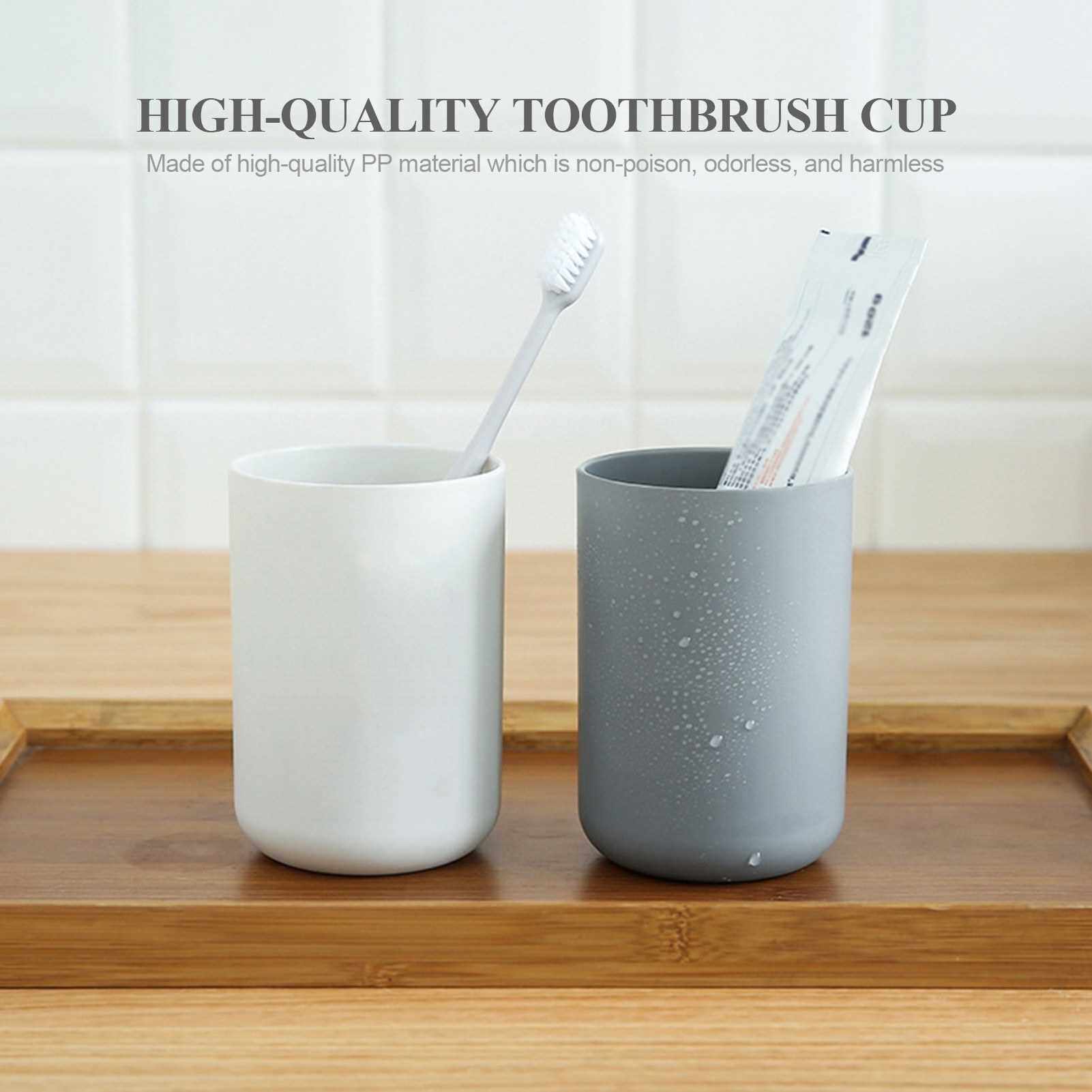 People's Choice 300mL Toothbrush Cup for Bathroom Toothpaste Toothbrush Holder Electric Toothbrush Case Makeup Brush Storage Organizer Countertop Organizer Stand Cup (Grey)