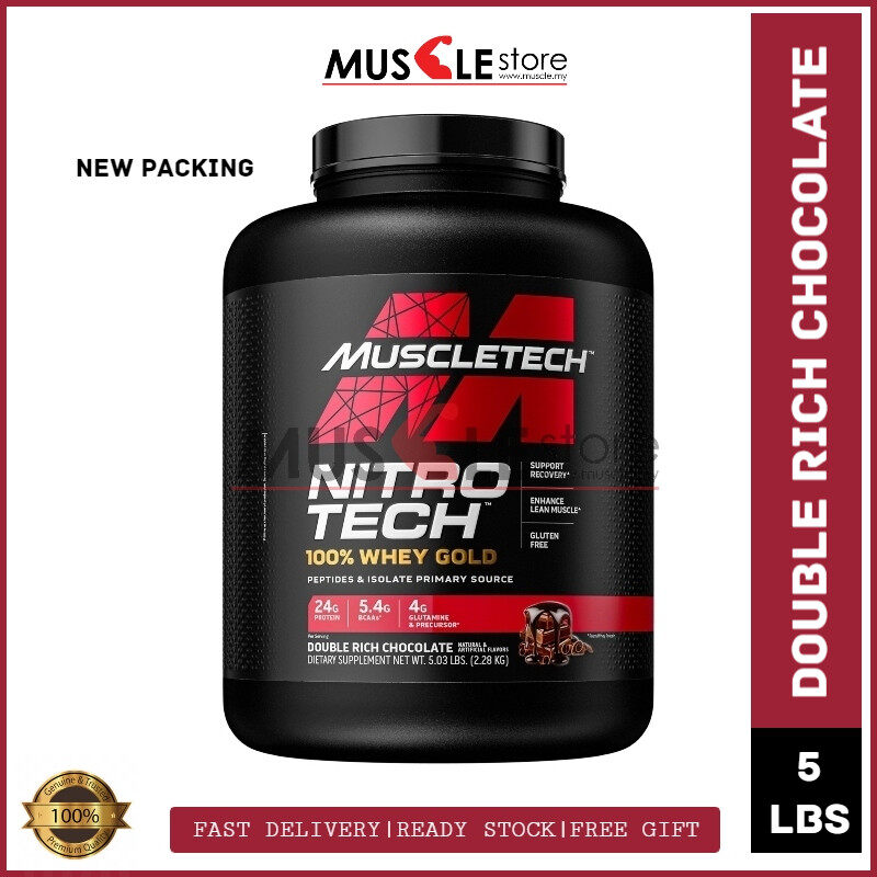 MuscleTech Nitro Tech Whey Gold Protein Powder 5lbs Whey Protein Isolate Smoothie Mix Protein