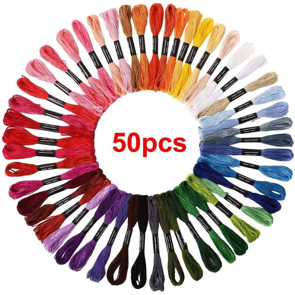 200/150/100/50 Skeins of Multicolored Yarn for Cross Needle Embroidery Crocheting Ready Stock