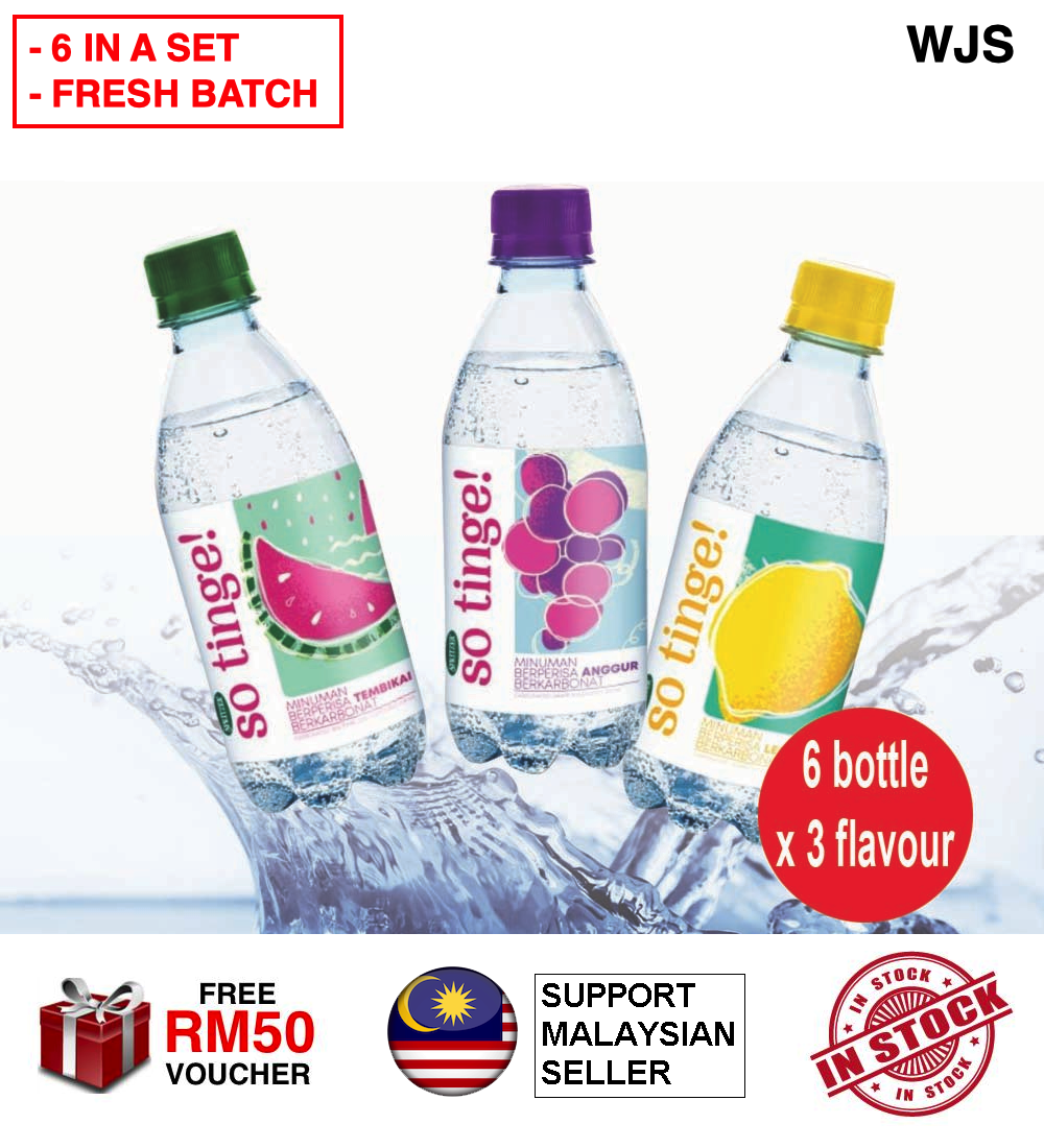 (FRESH BATCH) WJS 6 pcs 6pcs Spritzer So Tinge Carbonated Flavour Drink SoTinge Spritzer Drink Lemon Grape Watermelon MULTIFLAVOR (6 x 325ml)