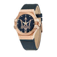 Maserati Potenza Blue Leather Quartz Watches jam tangan lelaki R8851108027