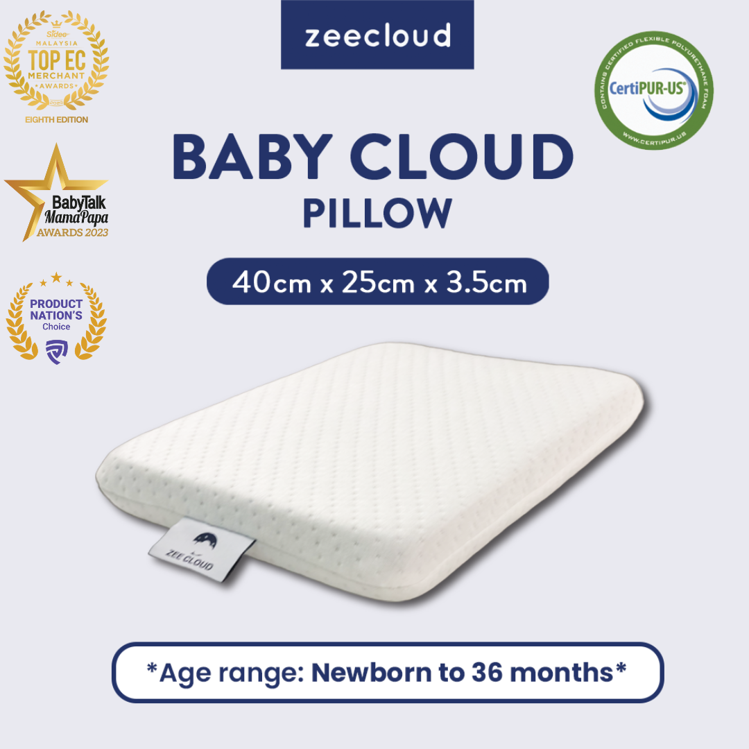 Zee Cloud Baby Cloud Pillow (40cm x 25cm x 3.5cm)  Charcoal Airflow Material / Removable & Hygiene Cover