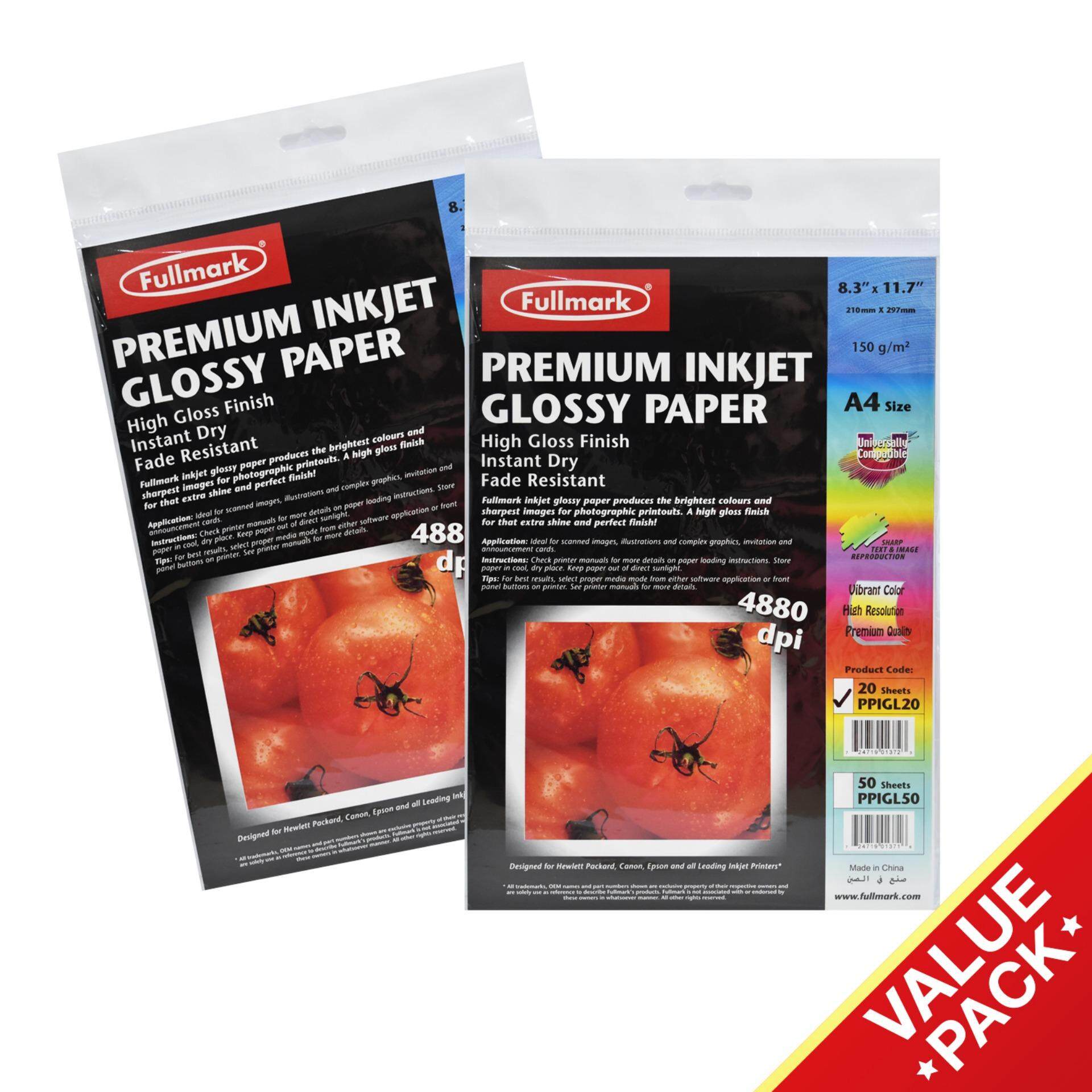 Fullmark A4 Photo Paper 150gsm Premium Inkjet Glossy - 2 pack ( 20 sheets / pack ) PPIGL20