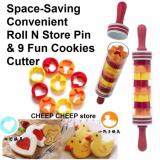 Roll and Store Pin with 9 Cute Cookie Cutters Space-Saving Easy to Use Chillable Non-Stick Rolling Pin
