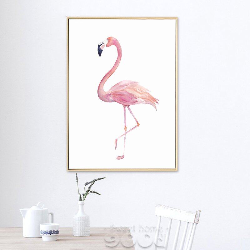 30X42CM Unframed Watercolor Flamingo Canvas Art Print Painting Poster, Wall Pictures for Home Decoration S16021