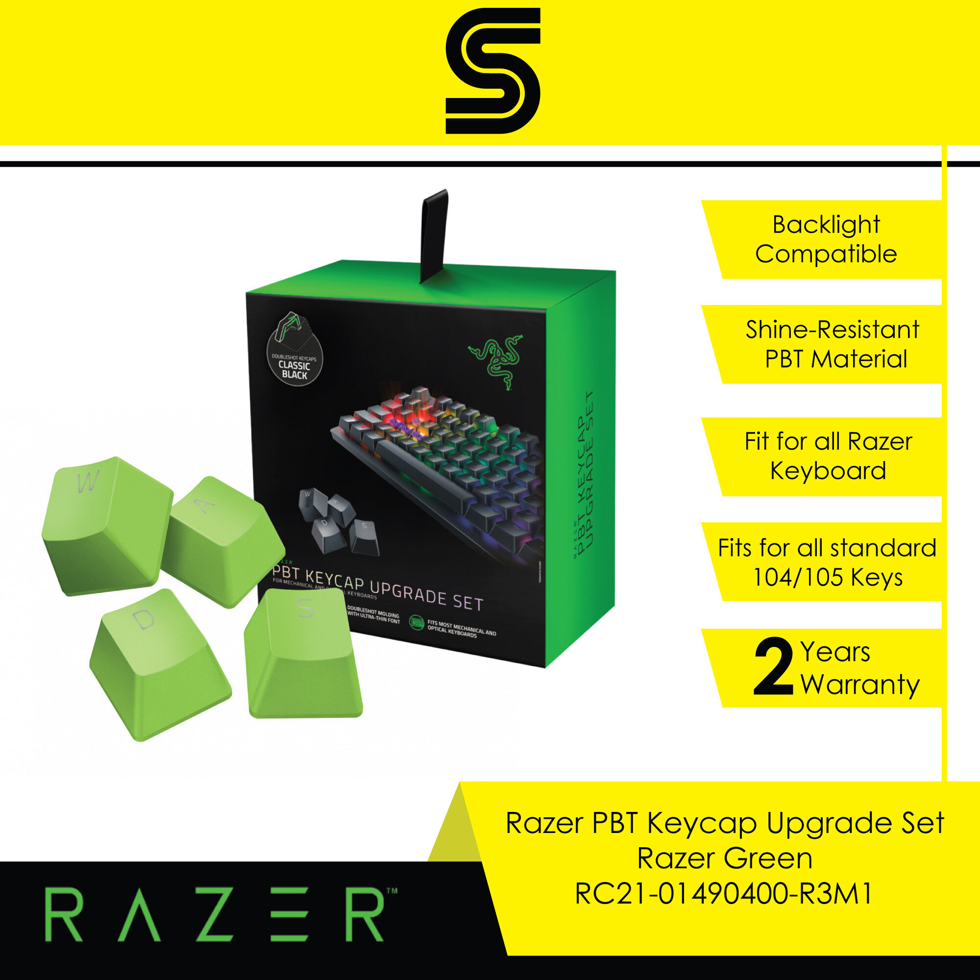 RAZER PBT Keycap Upgrade Set - Razer Green - RC21-01490400-R3M1