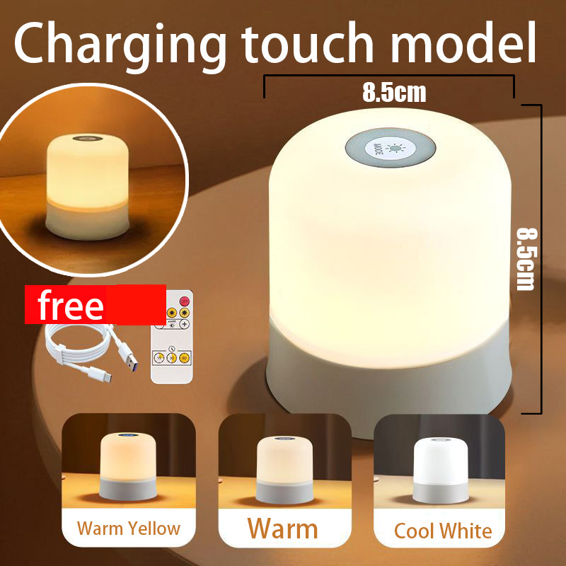 Dimmable Night Lamp LED Touch Lights USB Dim Light Small Bedside Lamps Rechargeable For Bedroom Baby