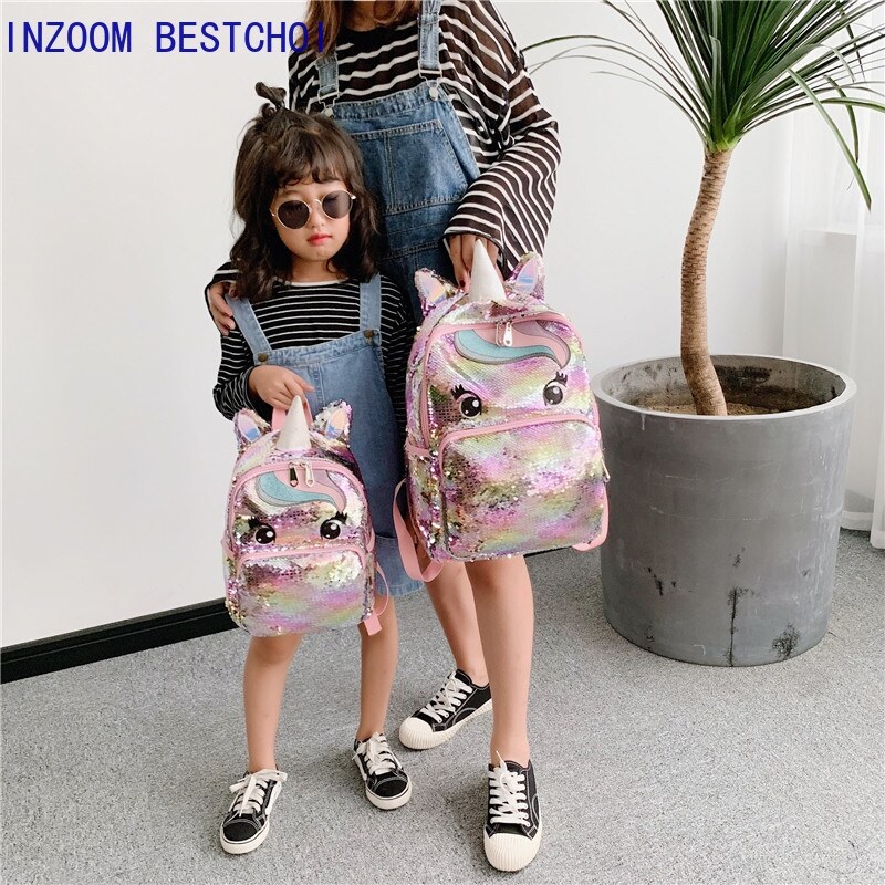 【Gesh department store 】 Unicorn Sequins trẻ em 39; S backpackschool túi cho teenagebackcute Ba lô lớn Mochila infantil