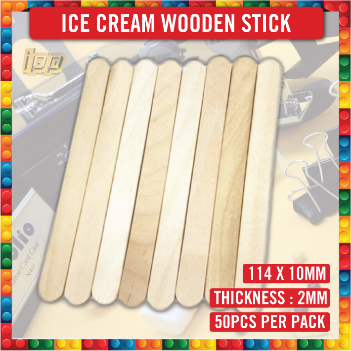 Ice Cream Stick / Batang Ice Cream / School Project Art & Craft 114mm x 10mm (50pcs/pkt)