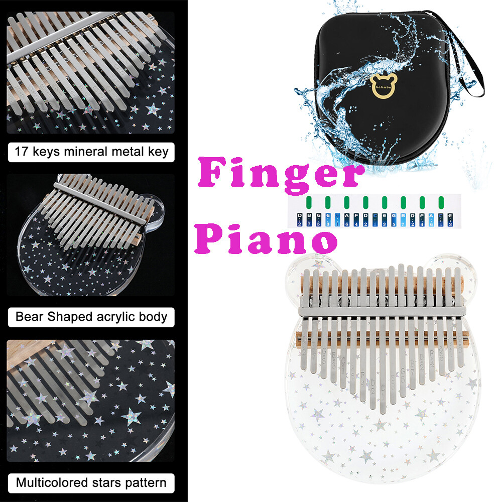 Đàn Kalimba Đàn Piano Ngón Tay, Đàn Kalimba Đàn Kalimba Đàn Kalimba Ngón Tay Trong Suốt Pha Lê Hình Gấu Nhỏ Hình Ngôi Sao 17 Tông Màu Kèm Túi Đựng EVA