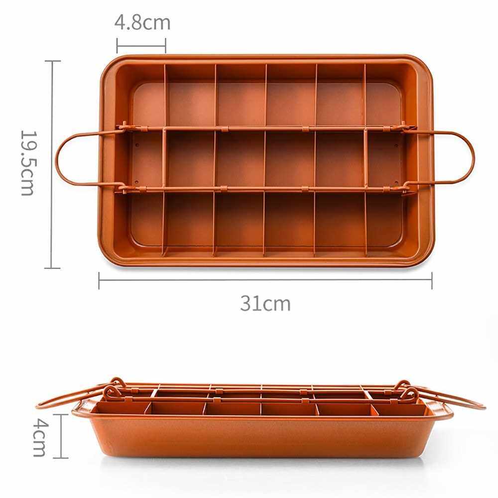 Nonstick Cake Pan Removable Bottom Bakeware Square Grid Cake Baking Tray Non-stick Quick Release Coating Baking Brownie Mould (Standard)