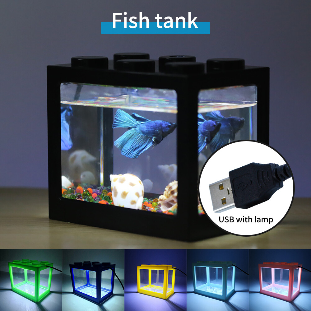 Bể nước bể cá mini có đèn led vườn ươm để bàn đỏ