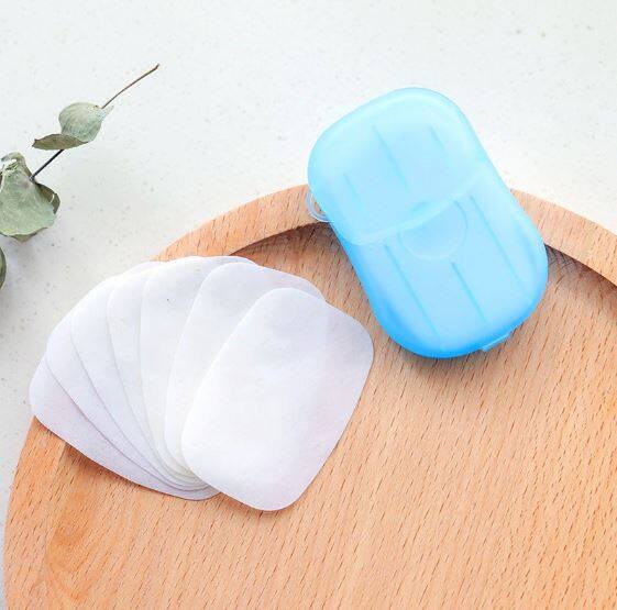 [Ready Stock][20Pcs/Box] Portable Disposable Hand Washing Soap Piece Mini Soap Paper Box Travel Soap Paper Box 随身携带香皂片