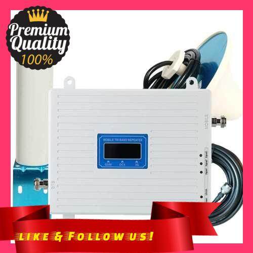 People\'s Choice Tri Band Amplifier 900 1800 2100MHz GSM DCS 3G Universal Signal Booster Intelligent Repeater Kit with Outdoor Barrel Antenna (Eu)