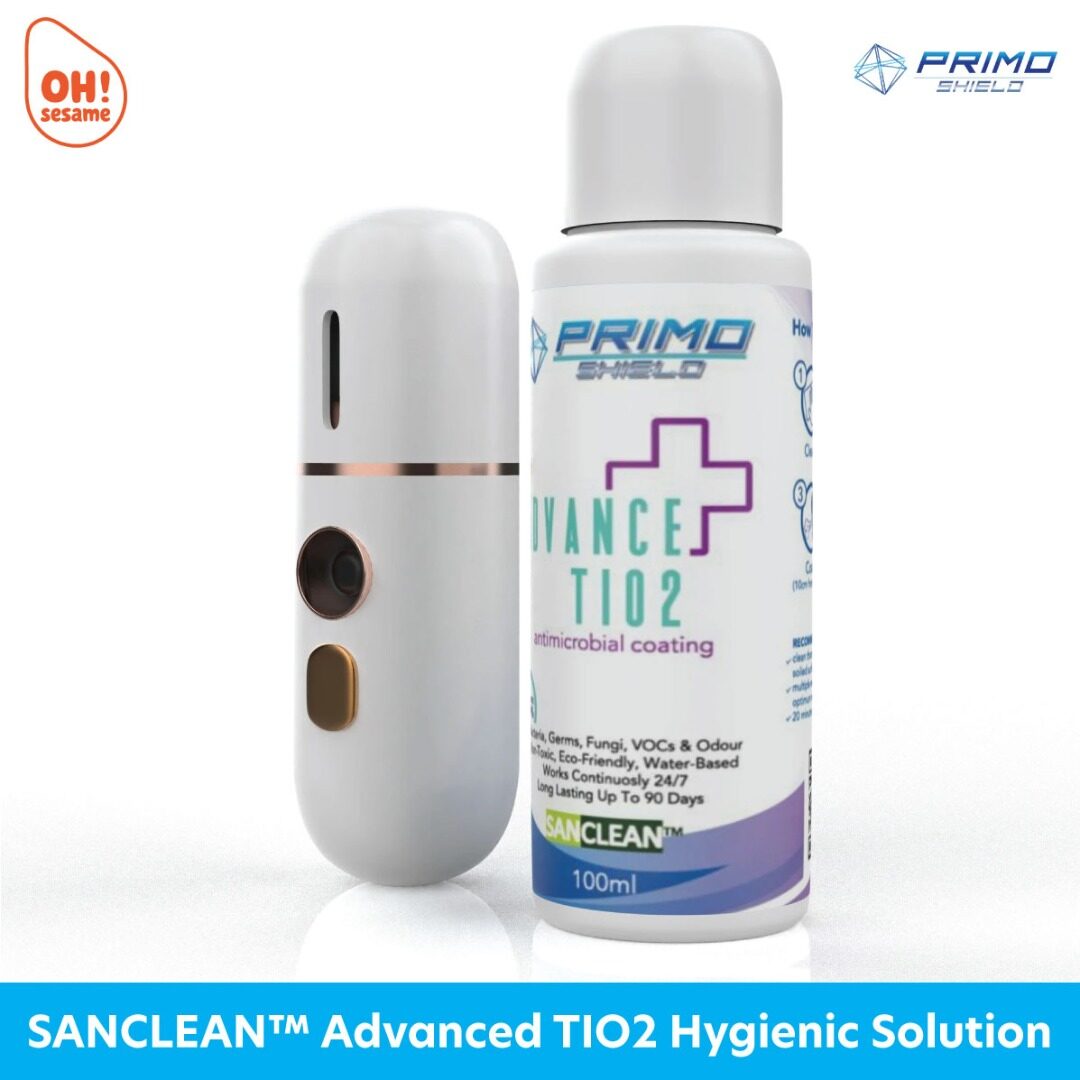[Alcohol Free * Natural Sanitizer Machine] 1D+1B (100ml) SANCLEAN™ Advanced TIO2 Hygienic Solution Multi Purpose