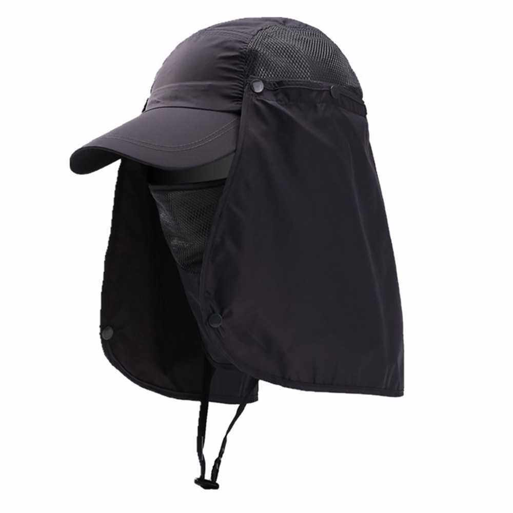 Outdoor Sport Hiking Visor Hat UV Protection Face Neck Cover Fishing Sun Protection Cap (Dark Gray)