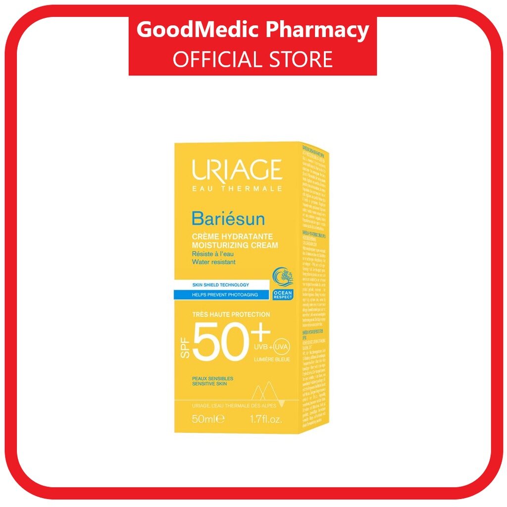 Uriage Bariesun Moisturizing Cream SPF 50+ UVB + UVA 50ml Ocean Respect Helps Prevent Photoaging