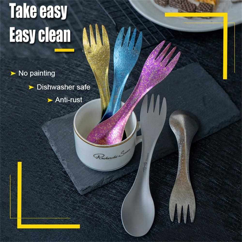 Titanium Spork Ultra Light Spoon Fork Portable Flatware 2 In 1 Camping ...