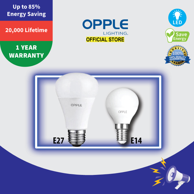 OPPLE LED E27 E14 Bulb 5W 9W 12W 3000K 4000K 6500K IP20 - 1 Year Warranty (2020 Model) - 1 YEAR WARRANTY (2 UNIT/PACK)