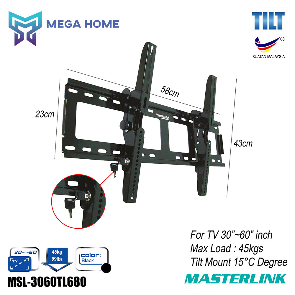 Masterlink TV bracket with key lock /Tilt Motion wall mount for TV 30