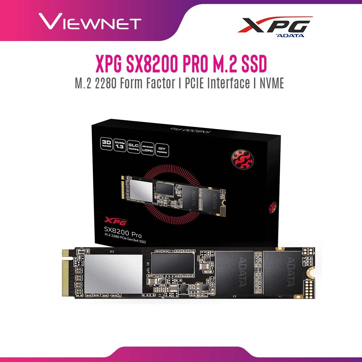 Adata XPG SX8200 PRO M.2 PCIE NVME GEN3 2280 Solid State Drive 256GB/512GB/1TB/2TB