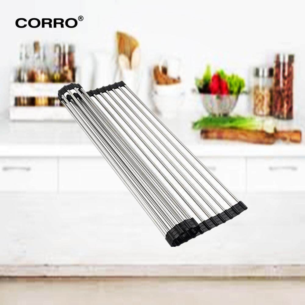 CORRO Stainless Steel Over-the-Sink Flexible Roll-up Dish Drying Dryer Drainer Shelf
