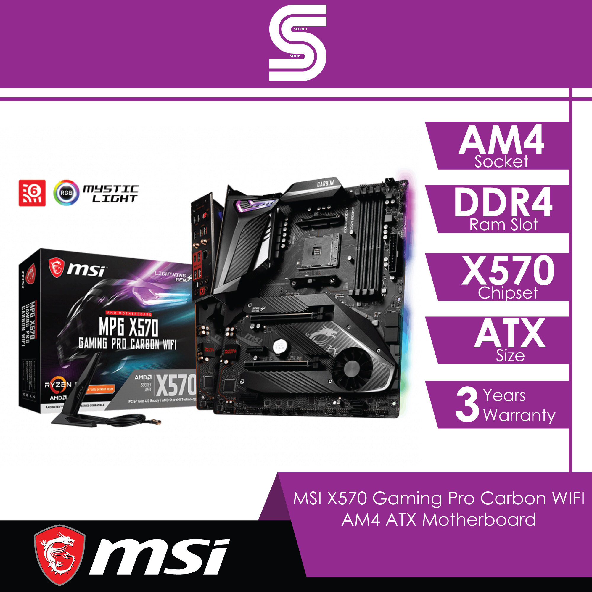 MSI MPG X570 Gaming Pro Carbon WIFI - AM4 ATX Motherboard