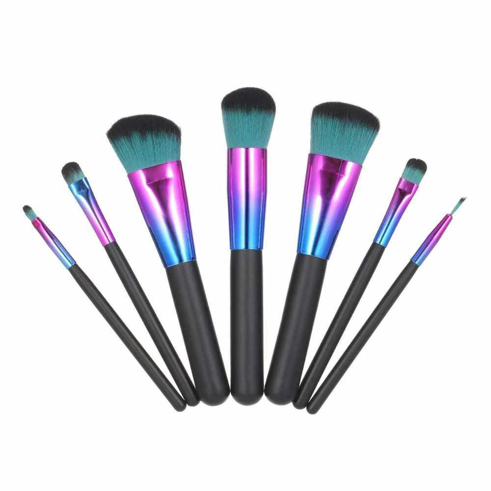 7 Pcs Makeup Brushes Colorful Makeup Brush Cosmetic Makeup Brush Set Foundation Blending Blush Concealers Eye Shadows Highlight Face Powder Make Up Brushes Kit (Standard)