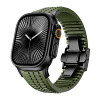 Sport Liquid Silicone Band For Apple Watch Series 10 9 8 7 6 SE 5 4 Ultra 2 49mm 46mm 44mm 45mm Breathable Bracelet Strap