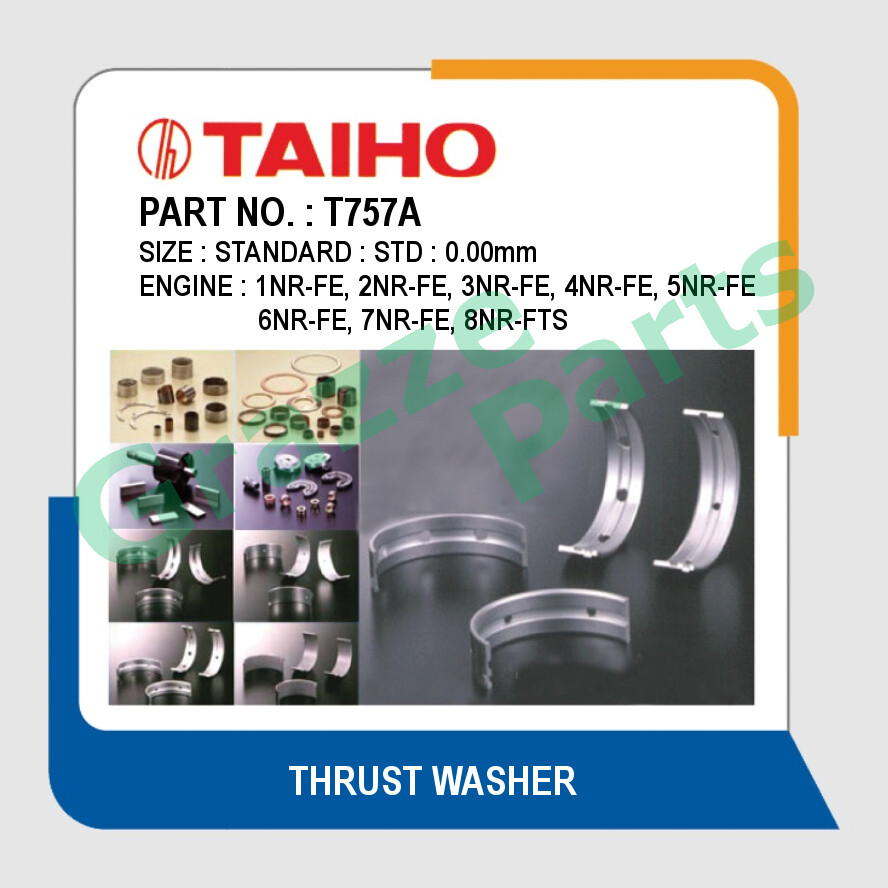 Taiho Thrust Washer STD Size (0.00mm) T757A for Perodua Myvi New D20N 2018- Bezza 1.3 D63D 1NR-VE Ar