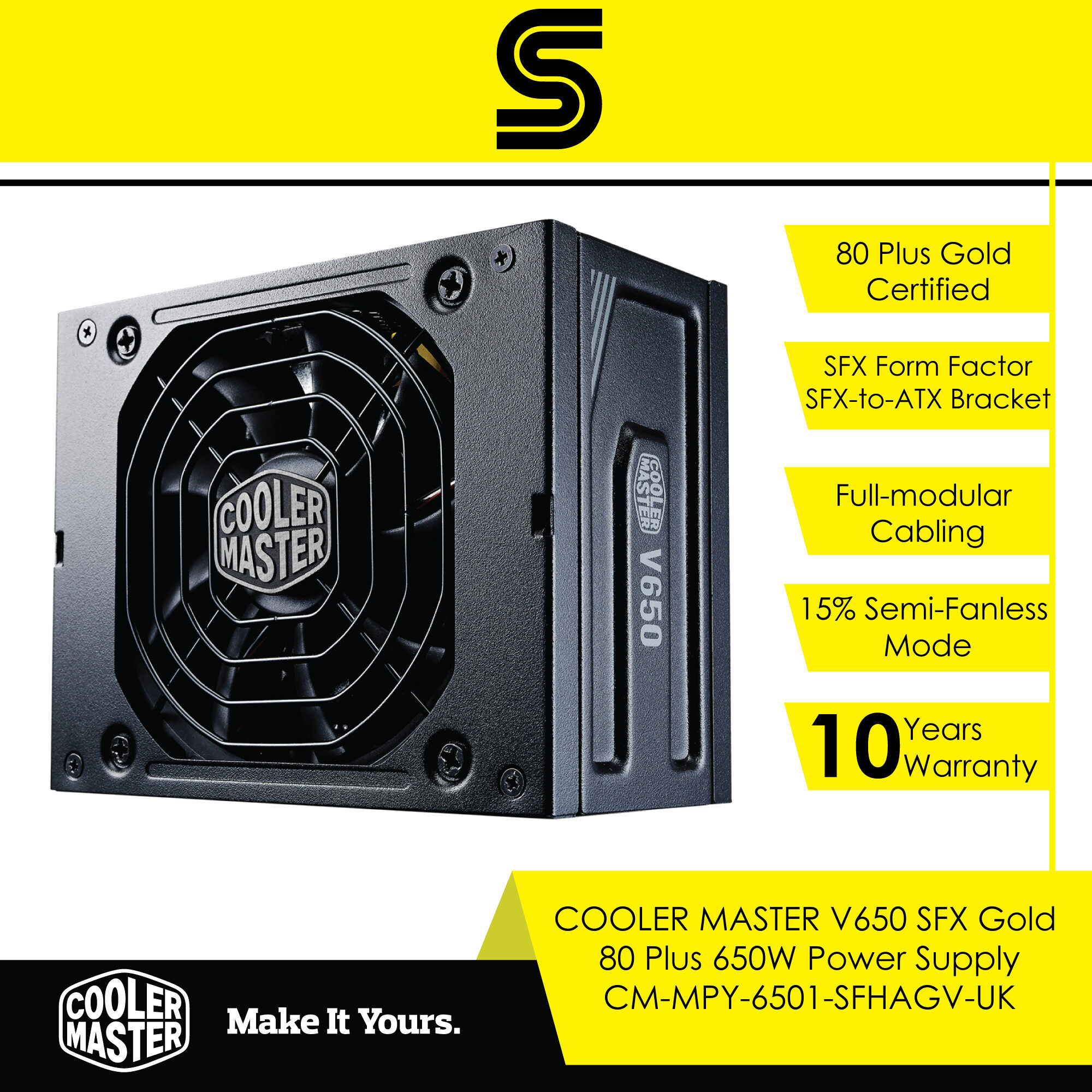 COOLER MASTER V650 SFX Gold 80 Plus 650W Power Supply - MPY-6501-SFHAGV-UK