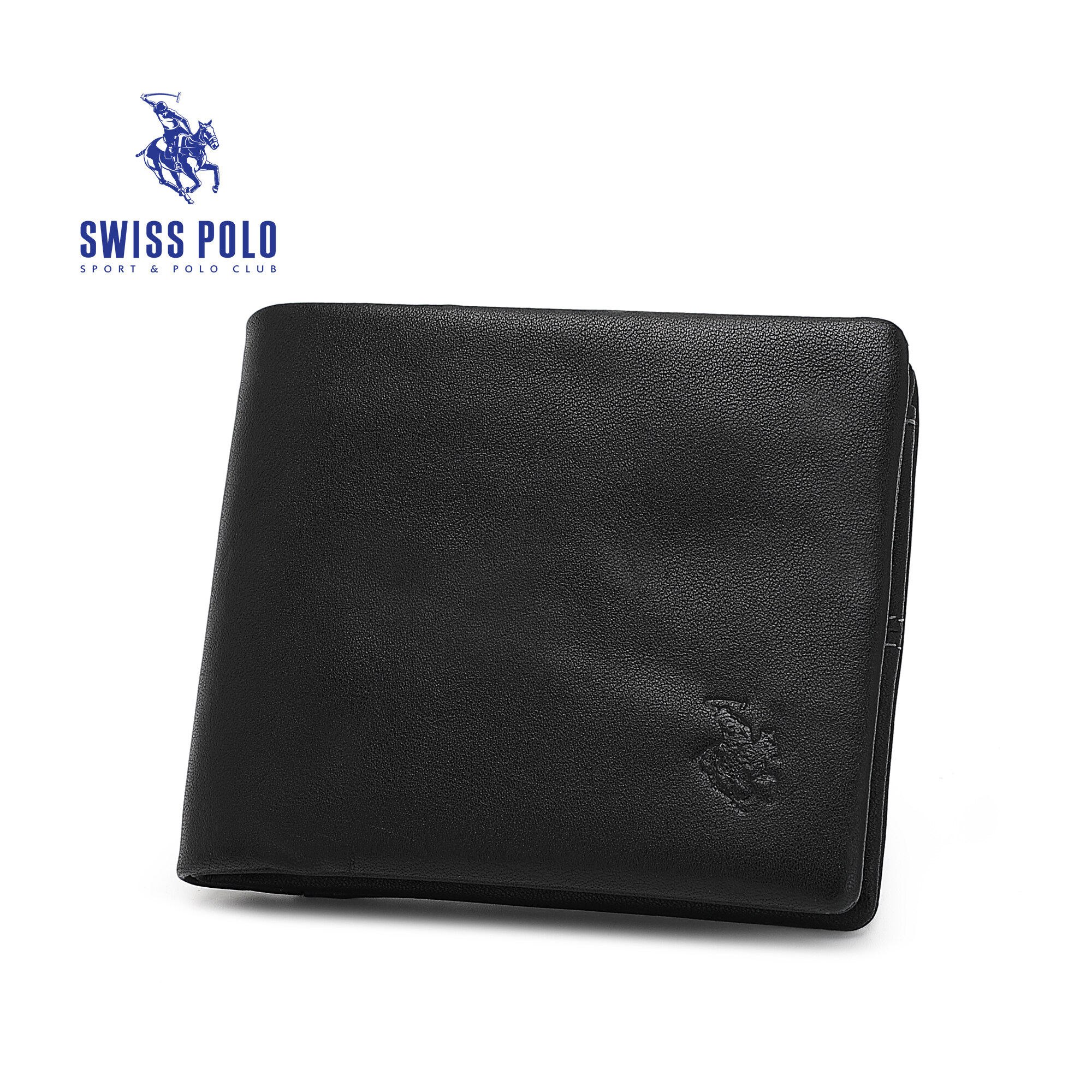 SWISS POLO Genuine Leather RFID Short Wallet SW 185-3 BLACK
