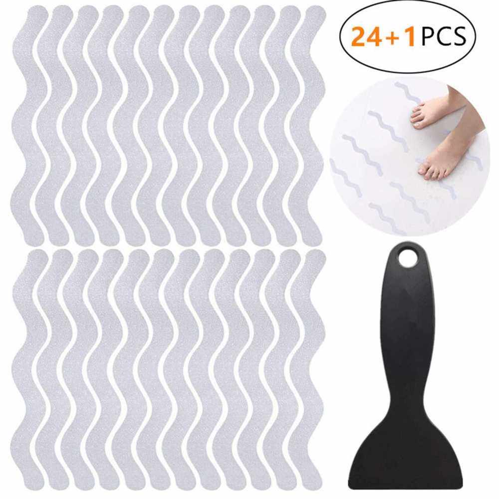 Bathtub Stickers 24 PCS Non-Slip Bath Stickers Safety Tub Shower Stickers PEVA Adhesive Decals with Scraper for Slippery Bathroom Tubs Shower Room Floor Stairs (Standard)
