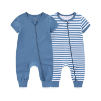 Kiddiezoom 0-24Months Baby Romper 100%Cotton Baby Frog Suit Two-Piece Set Solid Color+Striped Short Sleeved Baby Clothes