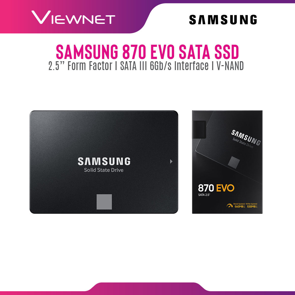 Samsung Internal SSD 860 EVO / 870 EVO SATA III 2.5 inch V-NAND 3 bit MLC Internal Solid State Drive (250GB/500GB/1TB/2TB/4TB) Up to 550MB/s Internal SSD
