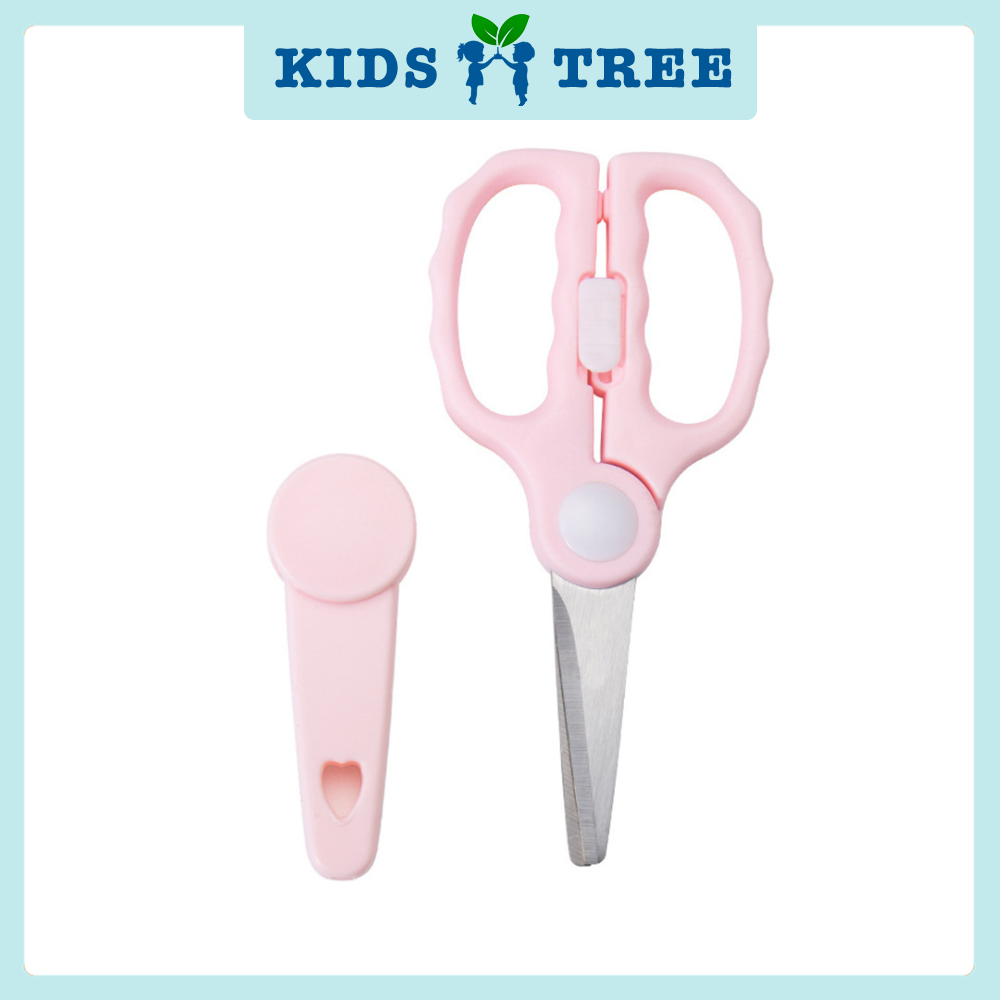 Multipurpose Baby Food Scissors With Case & Cover Baby Safe Kitchen Scissors Stainless Steel Scissors Gunting Makanan Bayi