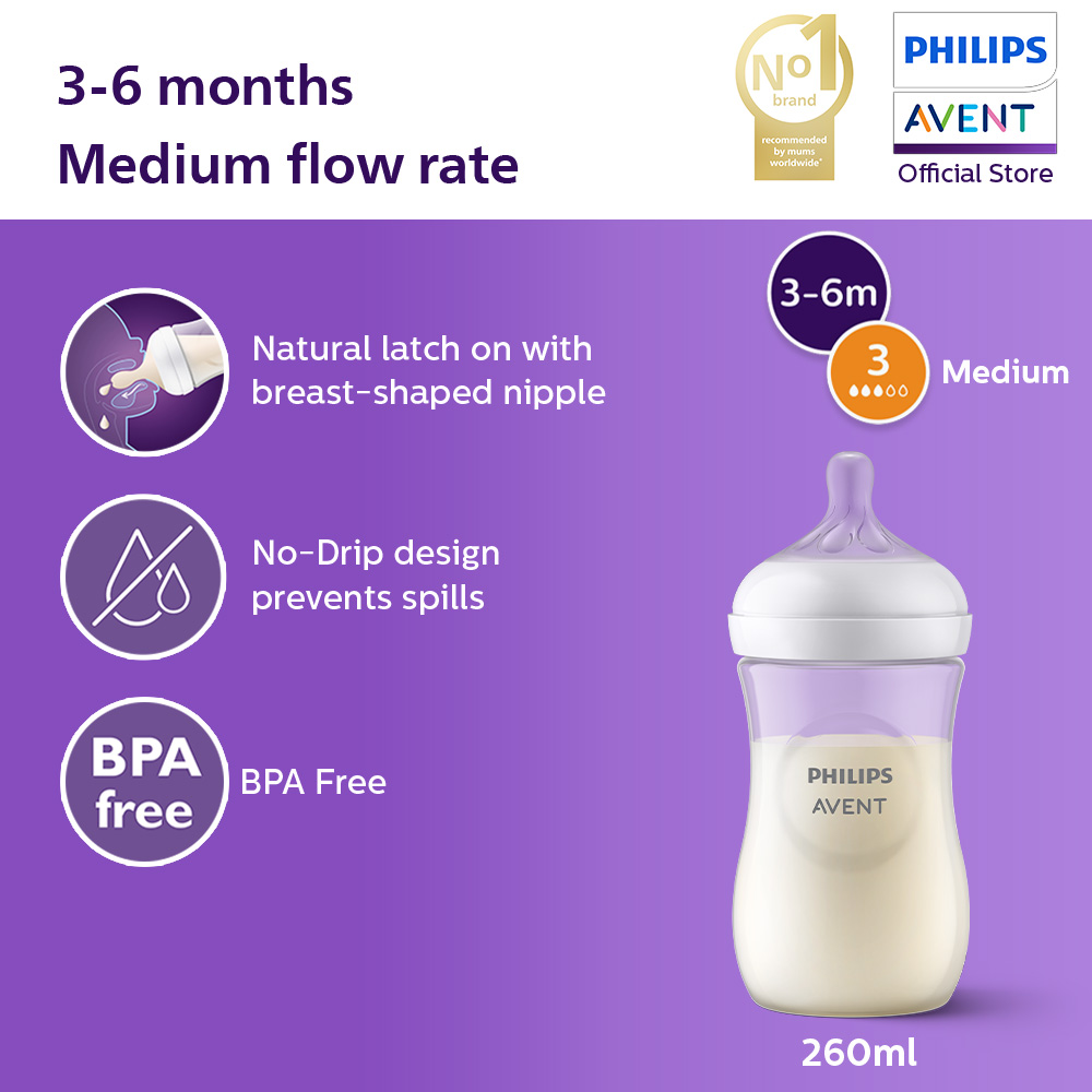 [New] Philips Avent Natural Response Baby Bottle 1m+ (9oz/260ml) SCY903/01
