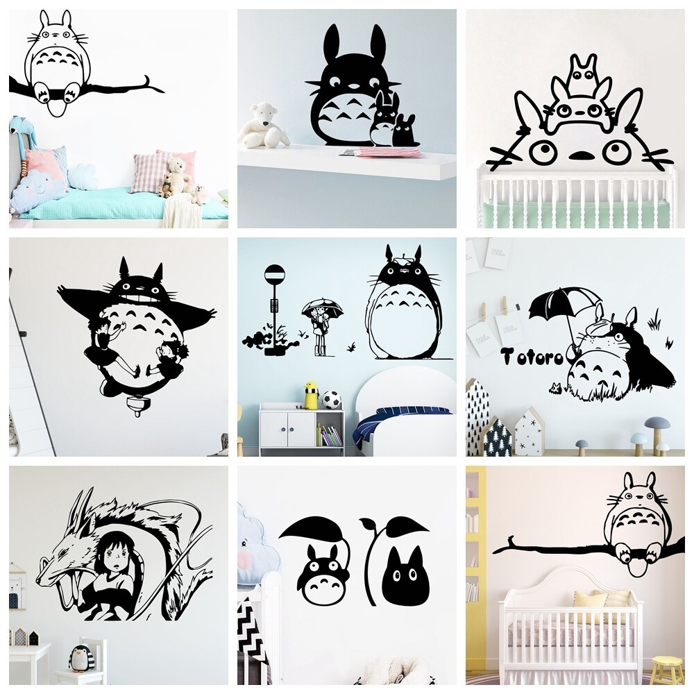 {Duolami store} hoạt hình Nhật Bản amp; hình dán tường Vinyl Totoro truyện tranh trang trí nhà cho phòng của bé ngủ đề can hoạt hình dán vinilo decorativo