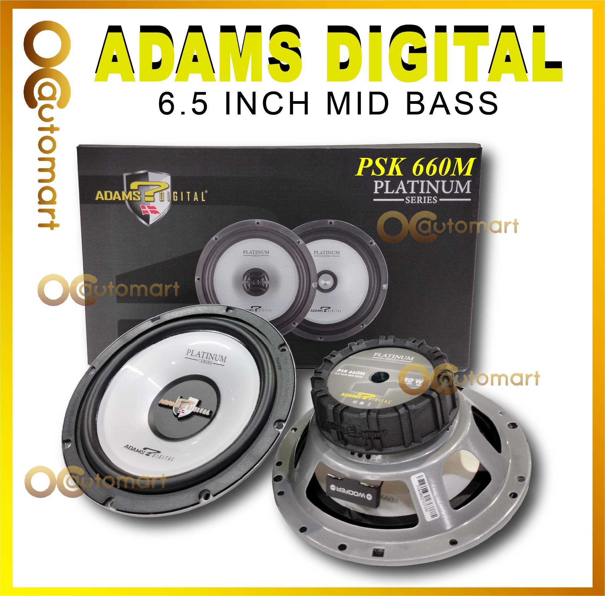 Adams Digital Platinum Series 6.5 inch Mid Bass 250 Watts PSK 660M Car Speaker Mid Range Spiker Kereta 6.5"